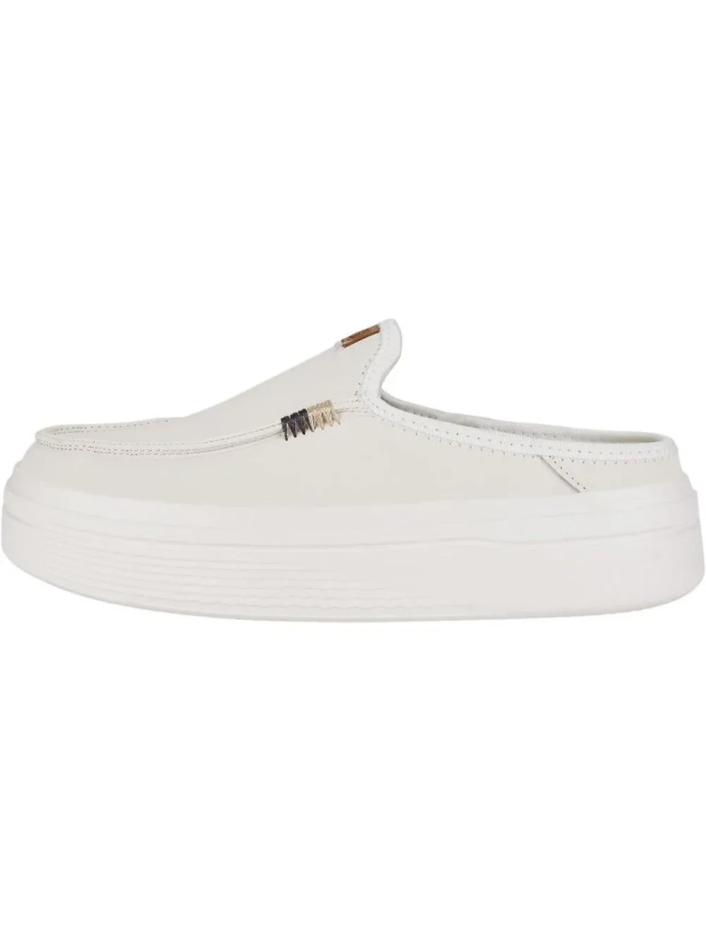 Women's White Leather Flexible Lightweight Slip On Raised Back Heel Loafers Shoe